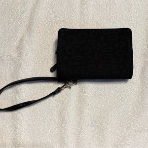 Thirty-One Black Leopard Wristlet with Strap